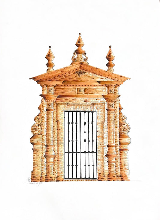 Dibujo puerta de acceso a casa de campo