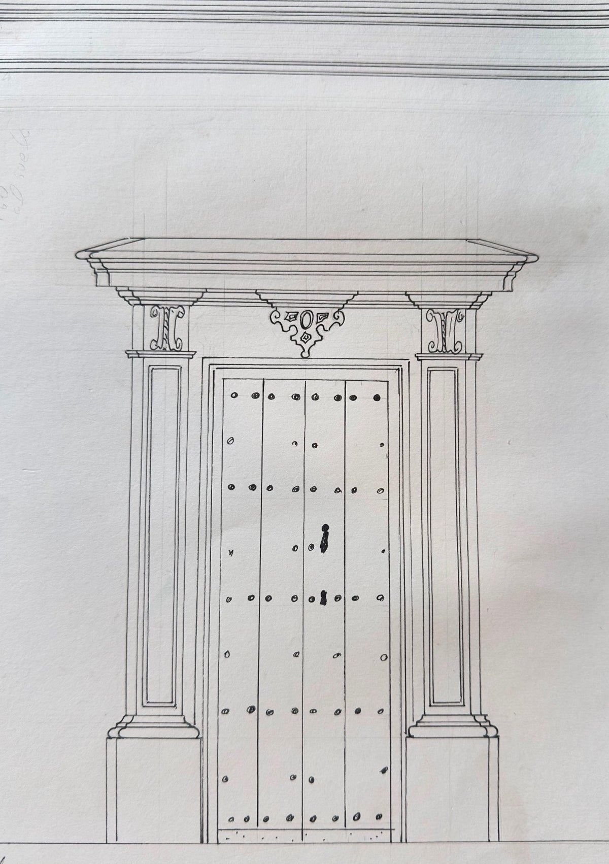 Dibujo de puerta secundarian de acceso a hotel