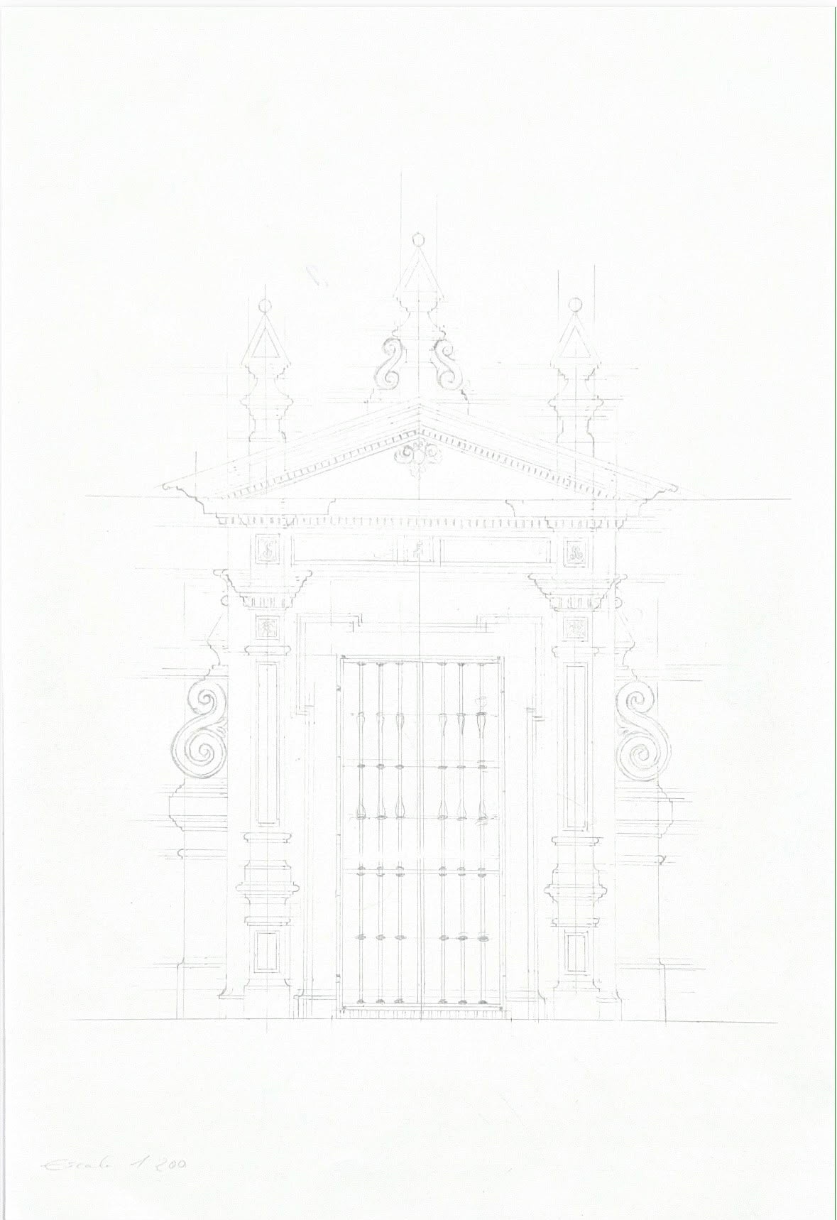 Dibujo puerta de acceso a casa de campo